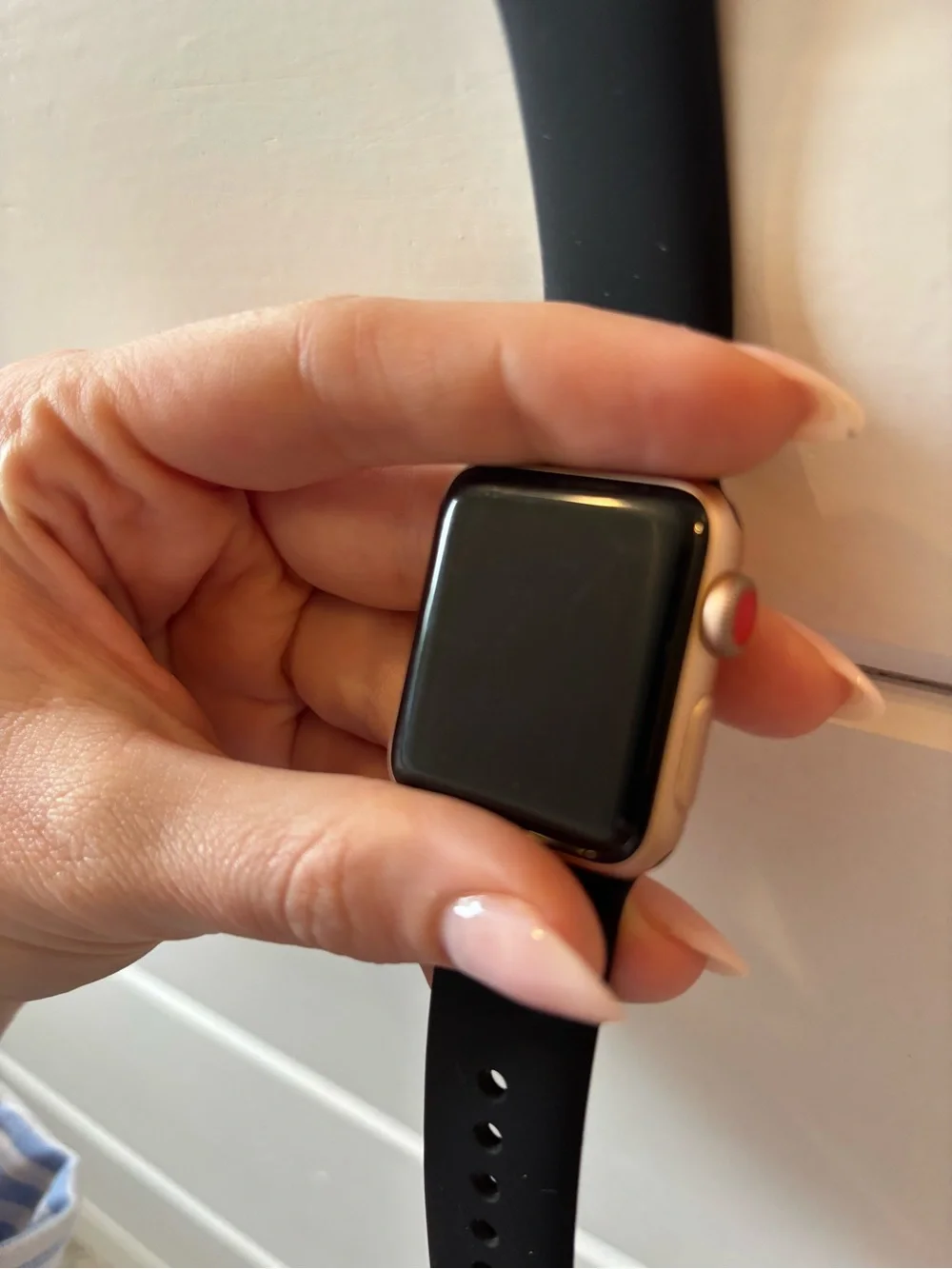 Apple Watch - Black Sport Band, Rose Gold